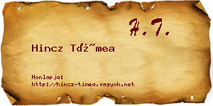 Hincz Tímea névjegykártya